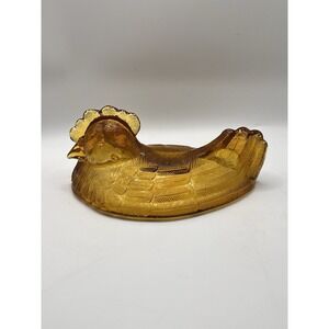 Vintage Amber Glass‎ Chicken On A Nest Lid Replacement